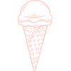 pink line art of a one scoop waffle cone.