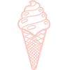 Pink swirl cone line art graphic.